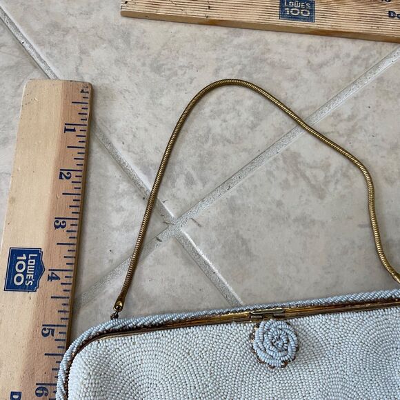 Vintage White Beaded 1950's Purse made in France for foley’s - Picture 10 of 11